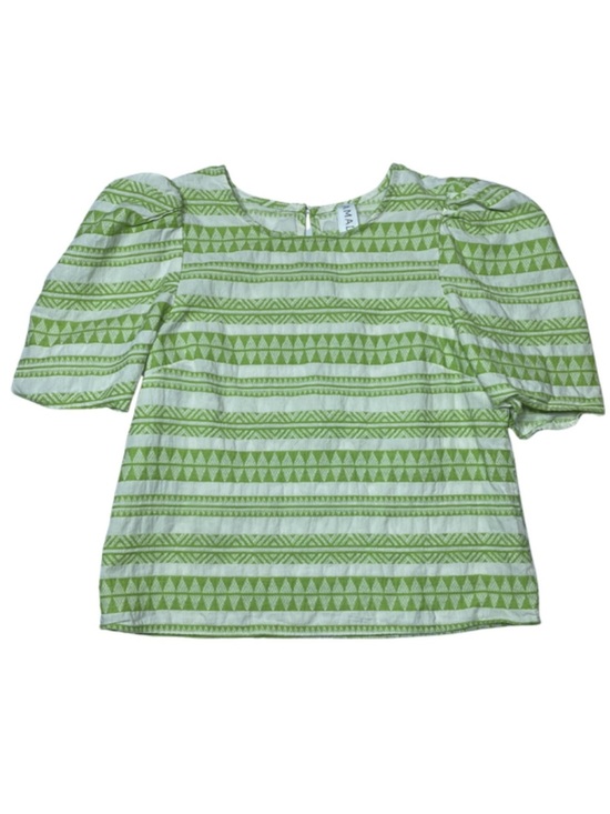 Amadi Tops - Anthropologie Amadi Green Geometric Puff Sleeve Cotton Blouse Size Medium